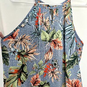 Summer Floral Blouse with Tie - Size Medium